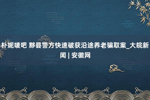 朴妮唛吧 黟县警方快速破获沿途养老骗取案_大皖新闻 | 安徽网