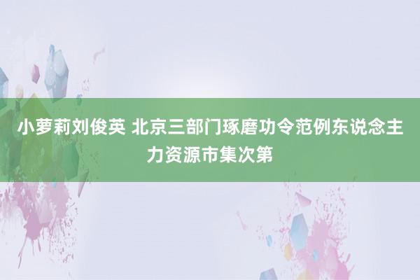 小萝莉刘俊英 北京三部门琢磨功令范例东说念主力资源市集次第