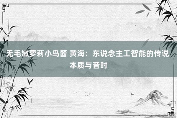 无毛嫩萝莉小鸟酱 黄海：东说念主工智能的传说 本质与昔时