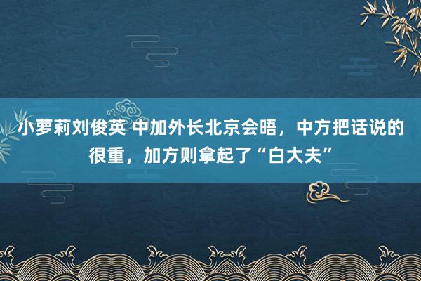 小萝莉刘俊英 中加外长北京会晤，中方把话说的很重，加方则拿起了“白大夫”