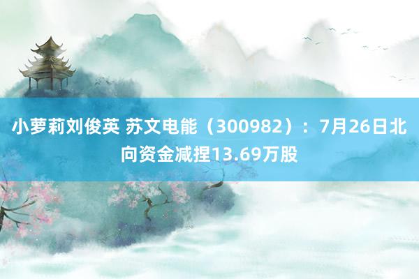 小萝莉刘俊英 苏文电能（300982）：7月26日北向资金减捏13.69万股