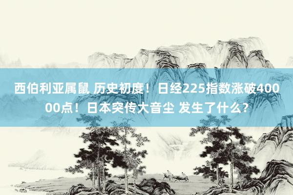 西伯利亚属鼠 历史初度！日经225指数涨破40000点！日本突传大音尘 发生了什么？