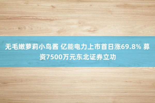 无毛嫩萝莉小鸟酱 亿能电力上市首日涨69.8% 募资7500万元东北证券立功