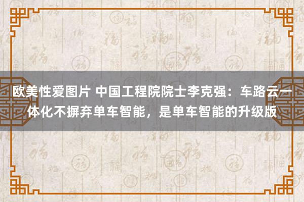 欧美性爱图片 中国工程院院士李克强：车路云一体化不摒弃单车智能，是单车智能的升级版