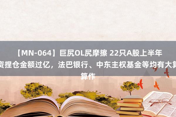 【MN-064】巨尻OL尻摩擦 22只A股上半年外资捏仓金额过亿，法巴银行、中东主权基金等均有大算作