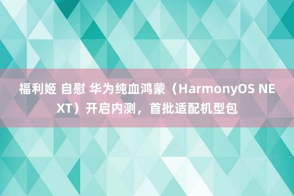 福利姬 自慰 华为纯血鸿蒙（HarmonyOS NEXT）开启内测，首批适配机型包